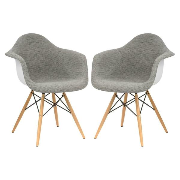 Kd Americana 31 x 24.25 x 25 in. Willow Fabric Eiffel Accent Chair, Grey, 2PK KD3035894